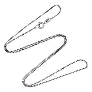 Estate Italy Sterling Silver 925 1.1mm Box Link Chain Necklace 18.5"